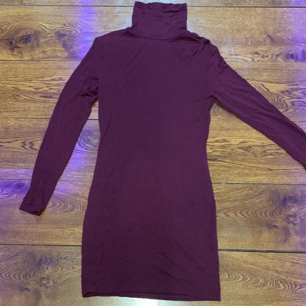 Garage Brand Burgundy Long Sleeve Bodycon turtleneck Dress Size Small